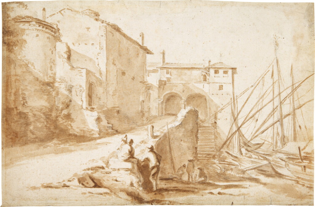 View full screen - View 1 of Lot 48. View of the Ripa Grande, Rome.