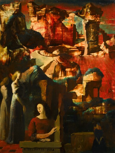 View full screen - View 1 of Lot 479. MARCEL DELMOTTE | COMPOSITION ABSTRAITE (ROUGE) .