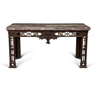 View full screen - View 1 of Lot 305. A George III Revival Mahogany Console Table after the design by Thomas Chippendale, Second Quarter 19th Century.