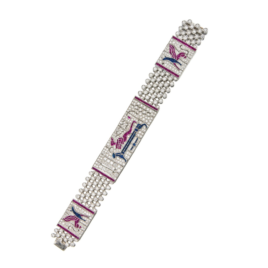 View full screen - View 1 of Lot 401. Ruby, Sapphire and Diamond Bracelet.