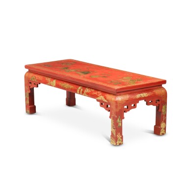 View full screen - View 1 of Lot 294. A Chinese export red lacquer table, 19th century.