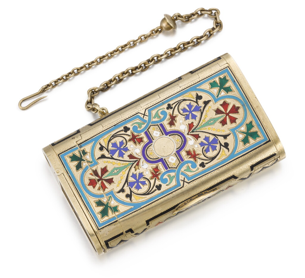 View full screen - View 1 of Lot 167. A silver-gilt and champlevé enamel cigarette case, maker’s mark ‘KA’ possibly for Karl Albrecht, St Petersburg, circa 1890.