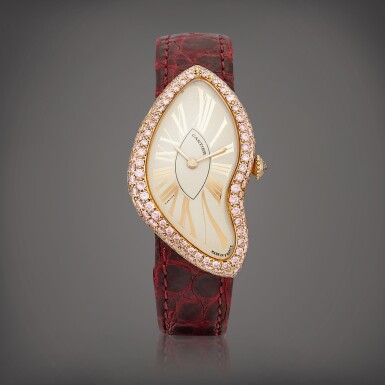 View full screen - View 1 of Lot 2185. Crash, Reference 2463 | A pink gold and pink diamond-set wristwatch, Circa 2001 | 卡地亞 | CRASH 型號2463 | 粉紅金鑲粉紅鑽石腕錶,約2001年製.