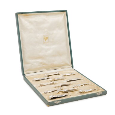 View full screen - View 1 of Lot 18. A cased set of twelve French Gallia knife rests, Christofle, circa 1930.