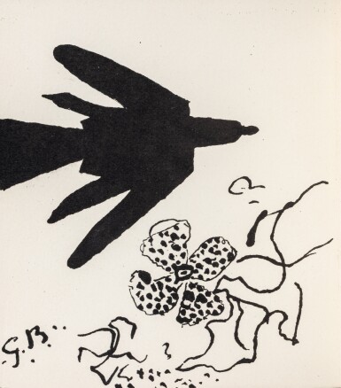 View full screen - View 1 of Lot 22. Impuissant à t’aimer. 1953. Belle reliure mosaïquée de Monique Mathieu. Un des 35 exemplaires sur vélin du Marais. Envoi autographe signé de PAB..