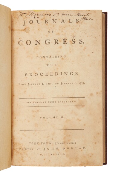 View full screen - View 1 of Lot 15. Continental Congress | With an early printing of the Declaration of Independence.