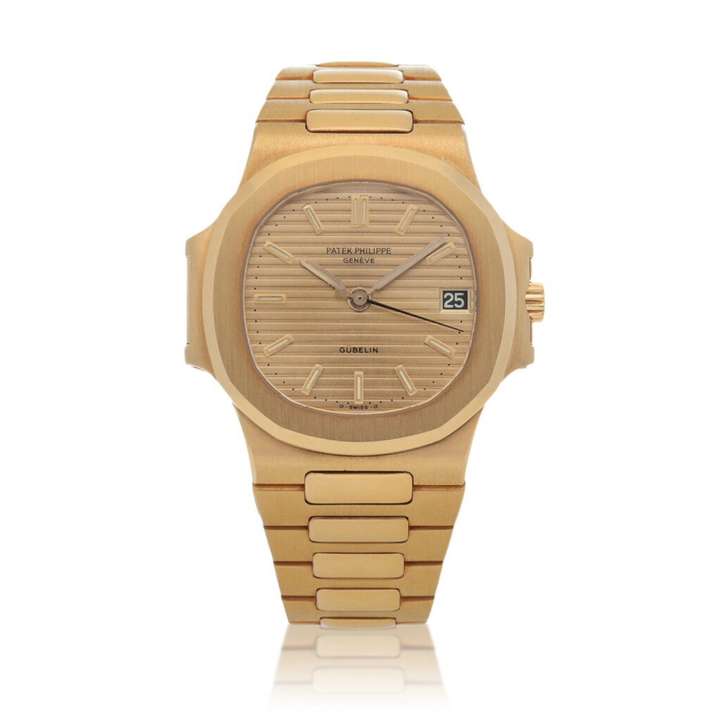 View full screen - View 1 of Lot 84. Retailed by Gübelin: Nautilus, ref. 3800/1J Yellow gold wristwatch with date and bracelet Circa 1995 | 百達翡麗 | 3800/1J型號「Nautilus」黃金鍊帶腕錶備日期顯示,零售商為Gübelin,年份約1995.