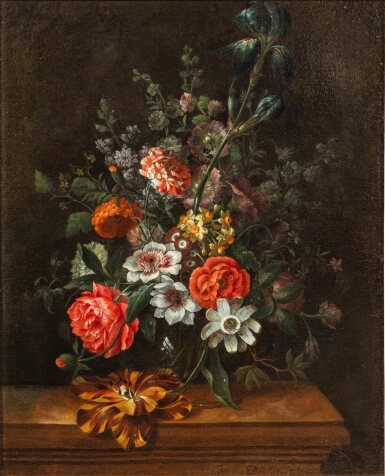View full screen - View 1 of Lot 641. Still life of flowers in a glass vase.