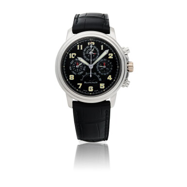 View full screen - View 1 of Lot 9. BLANCPAIN | LÉMAN PLATINUM PERPETUAL CALENDAR FLY-BACK CHRONOGRAPH WRISTWATCH WITH MOON PHASES CIRCA 2005.