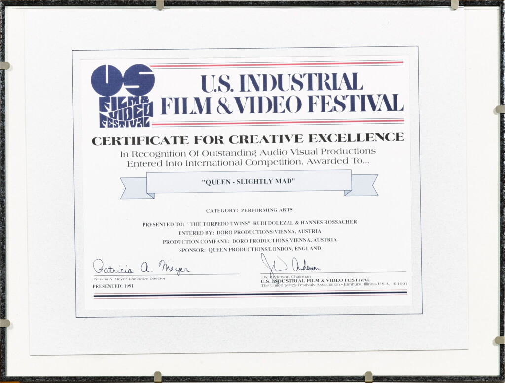 View full screen - View 1 of Lot 2308. Freddie Mercury’s performing arts award for ‘I’m Going Slightly Mad’.