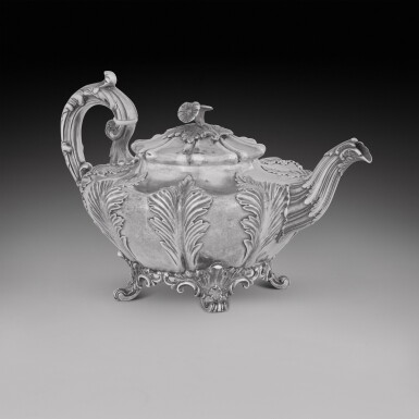 View full screen - View 1 of Lot 408. An Indian Colonial silver teapot, Hamilton & Co., Calcutta, mid-19th century.