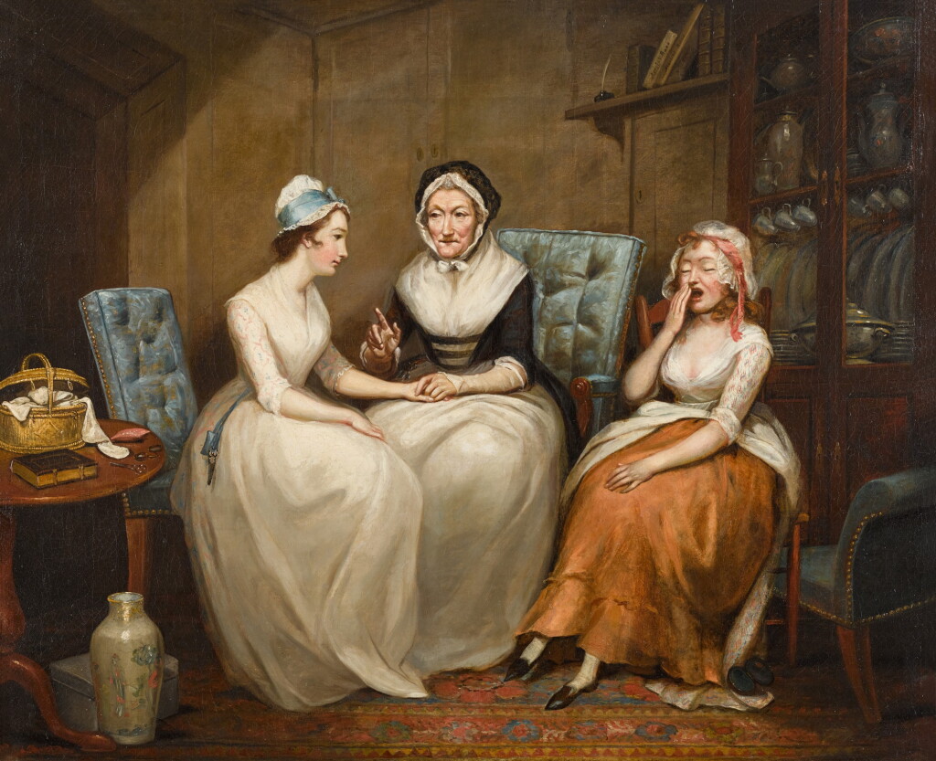 View full screen - View 1 of Lot 133. JAMES NORTHCOTE R.A. | GOOD ADVICE FROM AN OLD SERVANT TO THE YOUNG ONES.