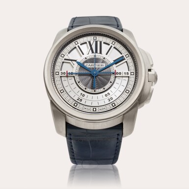 View full screen - View 1 of Lot 310. Reference 3243 Calibre de Cartier | A white gold chronograph wristwatch, Circa 2010.