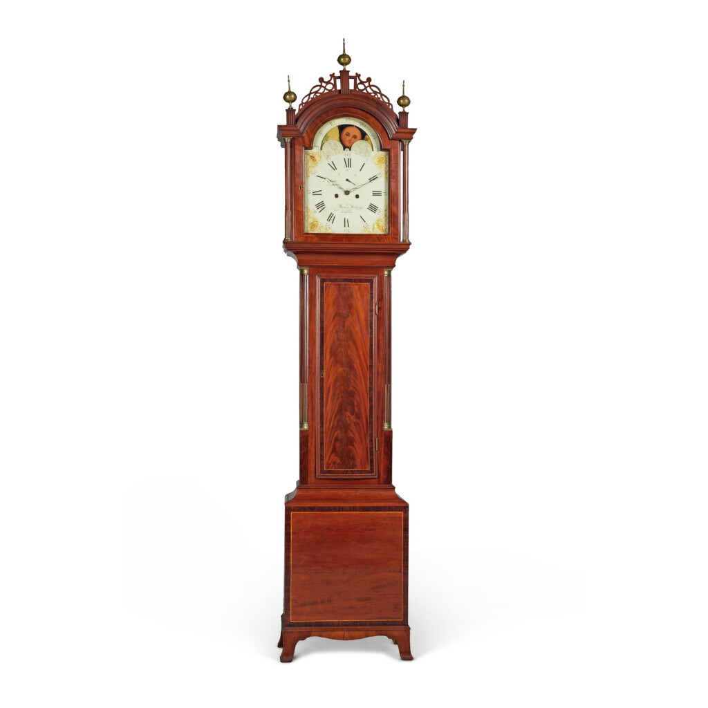 View full screen - View 1 of Lot 121. A Fine and Rare Federal Tall-Case Clock, works by Aaron Willard (1757–1844), Boston, Massachusetts, circa 1800.