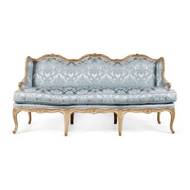 View full screen - View 1 of Lot 47. A Louis XV Beechwood Canape à Oreilles, Circa 1740, by Nicolas-Quinbert Foliot.