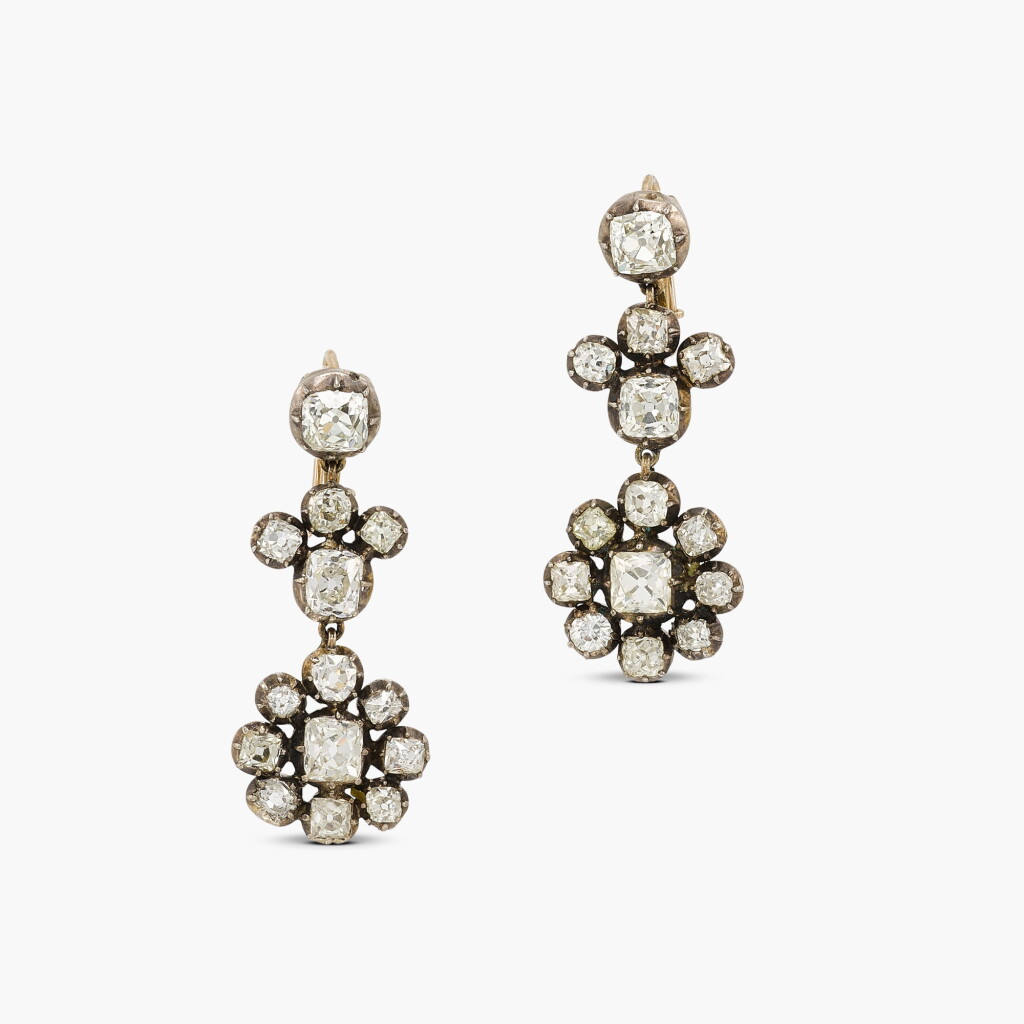 View full screen - View 1 of Lot 83. Diamond Pendent Earrings.