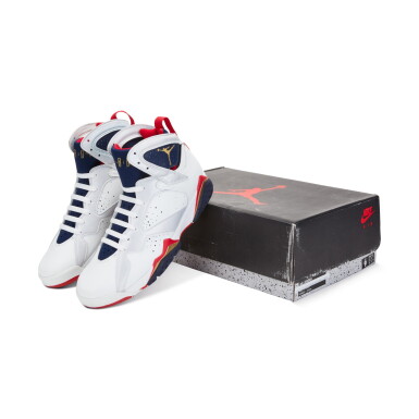 View full screen - View 1 of Lot 6. Air Jordan VII ‘Olympic’ 1991 Salesman Sample | Size 9 .