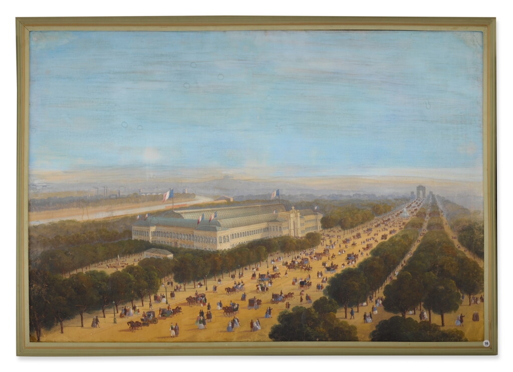 View full screen - View 1 of Lot 85. View of the Palais de l'Industrie on the Champs-Élysées in 1867.