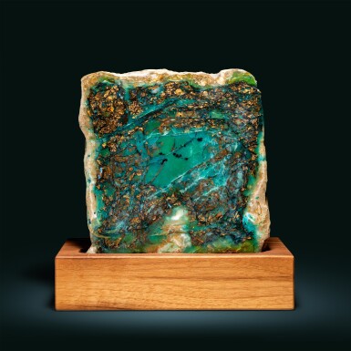 View full screen - View 1 of Lot 40. Petrified Wood with Blue Opal and Native Copper.