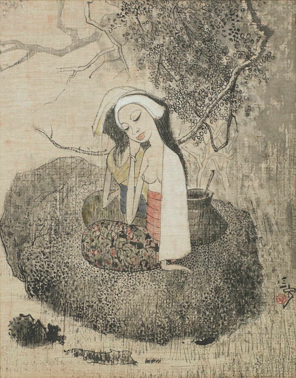 View full screen - View 1 of Lot 35. Cheong Soo Pieng 鍾泗濱 | Two seated ladies 兩位仕女.