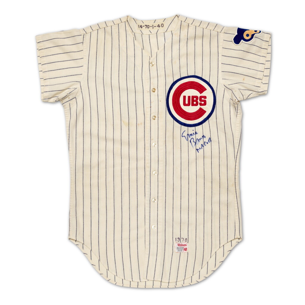 View full screen - View 1 of Lot 3. Ernie Banks 1970 Game Worn & Signed Jersey | '500th Home Run'.