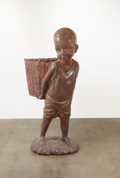 View full screen - View 1 of Lot 234. African Boy Attendant Curio with Molasses and Brown Sugar, from “The Marvelous Sugar Baby” Installation at the old Domino Sugar Factory Warehouse. (Rear Basket).