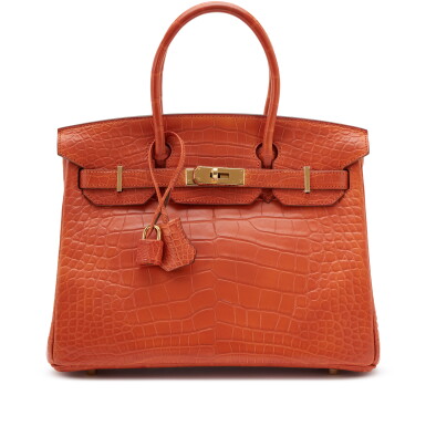 View full screen - View 1 of Lot 100. Sanguine Matte Alligator Birkin 30 Gold Hardware, 2014.