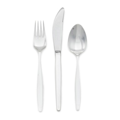 View full screen - View 1 of Lot 6. A Danish Silver Cypress Pattern Flatware Service, Georg Jensen Silversmithy, Copenhagen, Circa 1945-77.