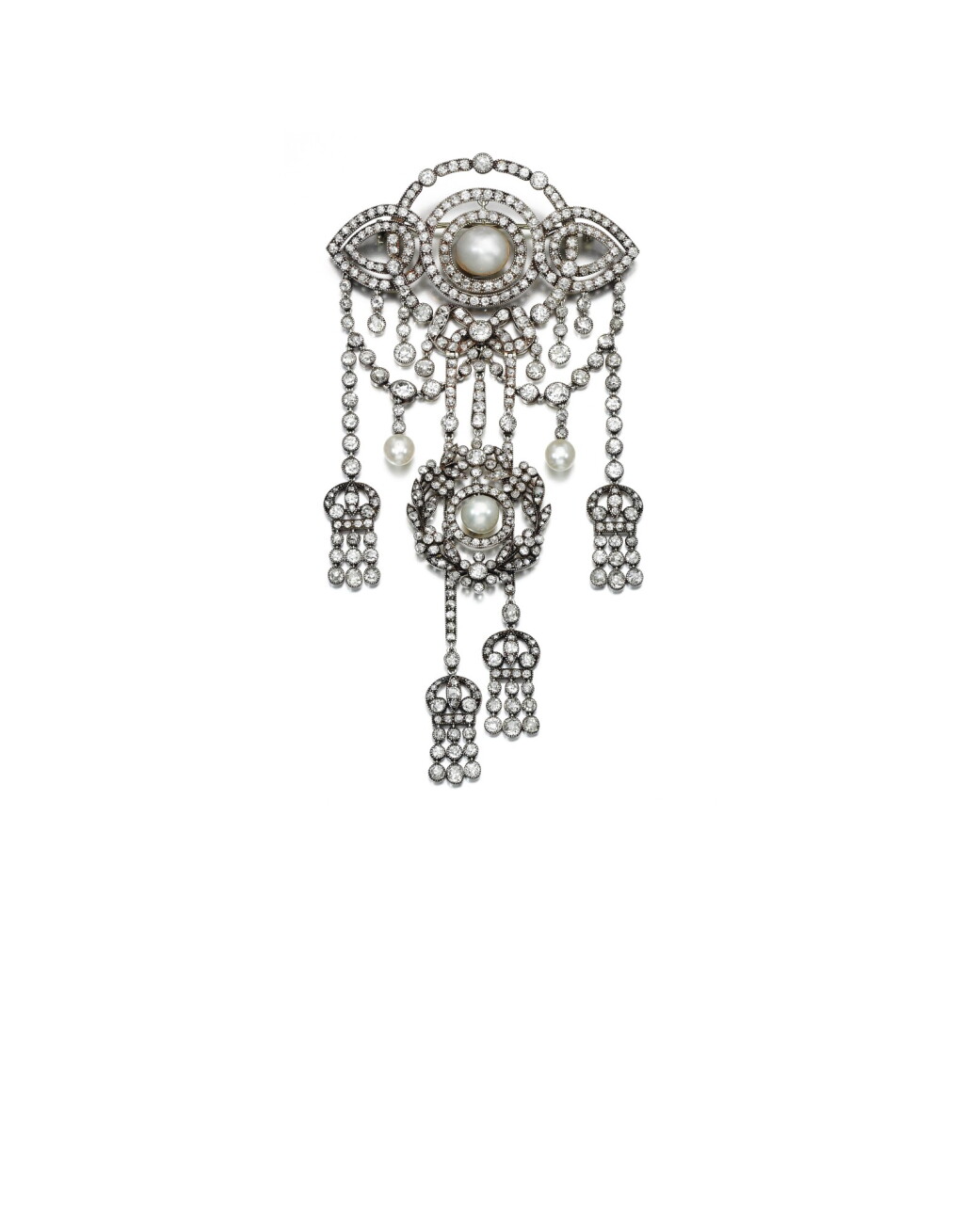 View full screen - View 1 of Lot 332. NATURAL PEARL, BLISTER PEARL AND DIAMOND DEVANT-DE-CORSAGE.