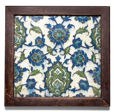 View full screen - View 1 of Lot 50. A DAMASCUS POTTERY TILE, SYRIA, LATE 16TH/EARLY 17TH CENTURY.