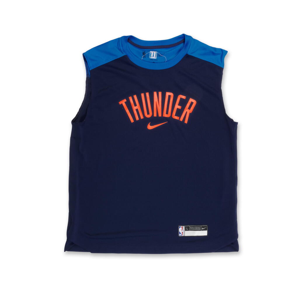 View full screen - View 1 of Lot 51. Isaiah Joe Oklahoma City Thunder 2025 NBA Finals Game Issued Icon Edition Warmup Top | Game 1 | ‘Championship Run’ | Probable Wear.
