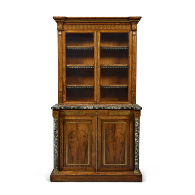 View full screen - View 1 of Lot 95. A Regency Brass Inlaid Rosewood and Scagliola Secretaire Cabinet, Circa 1810.