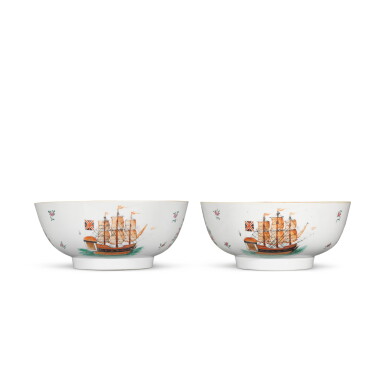 View full screen - View 1 of Lot 279. Two 'British ship' punchbowls, Qing dynasty, 18th century.