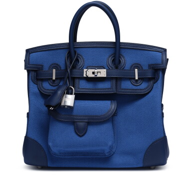 View full screen - View 1 of Lot 41. Limited Edition Bleu Egée Toile Goeland and Navy Swift Cargo Birkin 25 Palladium Hardware, 2025.