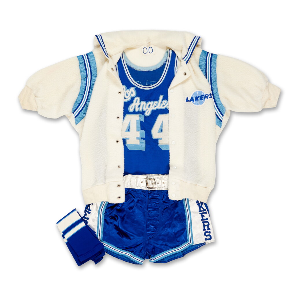 View full screen - View 1 of Lot 4. Jerry West Los Angeles Lakers 1964-67 Game Worn Jersey | Photomatched to 1965 Western Division Finals Game 6 | Likely Worn in the 1965 and 1966 NBA Finals | Matched to 4 Additional Undated Photos.