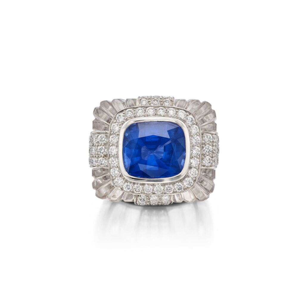 View full screen - View 1 of Lot 23. Sapphire, Rock Crystal and Diamond Ring.