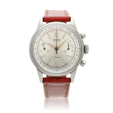 View full screen - View 1 of Lot 249. Precision, A stainless steel chronograph wristwatch, Circa 1950 .