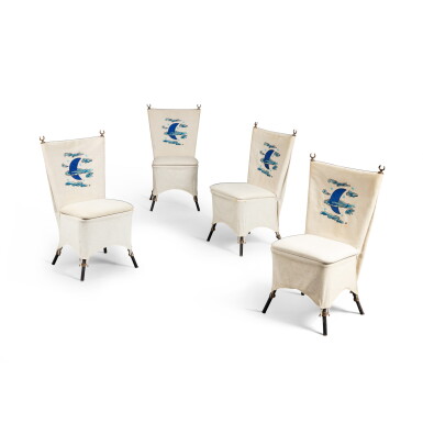 View full screen - View 1 of Lot 6. Set of four Jour et nuit chairs.
