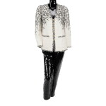 by Karl Lagerfeld Haute Couture Sequined White Tweed Jacket Finely Embroidered and Embellished by Lesage, Matching Sequined Tapered Trousers, Spring-Summer 2011