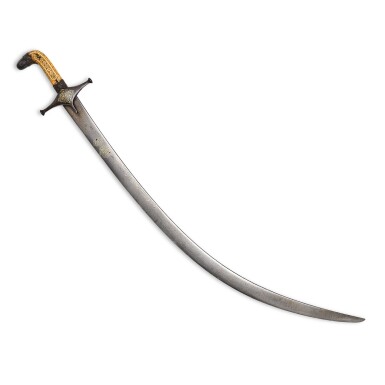 View full screen - View 1 of Lot 123. An ivory-hilted sword with blade signed by Muhammed Ali Kirmani ibn Sadeq, dedicated to Nader Shah (r.1736-47), Persia, early 18th Century.