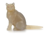 A Fabergé jewelled agate model of a cat, St Petersburg, circa 1900