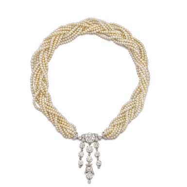 View full screen - View 1 of Lot 1952. ‘Tressage’ Seed Pearl and Diamond Necklace, 1956 | 卡地亞 | ‘Tressage’ 珍珠 及 鑽石 項鏈,1956年.