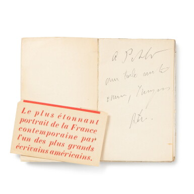 View full screen - View 1 of Lot 221. Paris France. Alger, 1941. Édition originale de la traduction française. Envoi à Pablo Picasso..