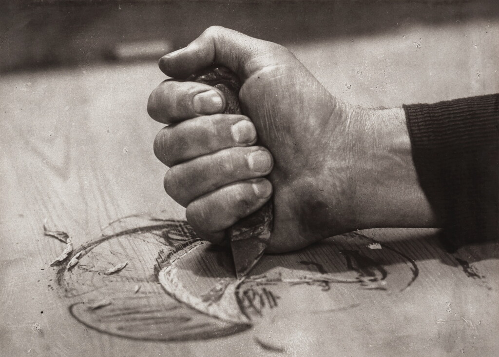 View full screen - View 1 of Lot 33. Hand with Woodcarver's Knife.