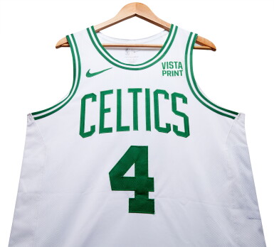 View full screen - View 1 of Lot 63. Jrue Holiday Boston Celtics 2024 NBA Playoffs Eastern Conference Round 1 Game Worn Association Edition Jersey | Game 1 .