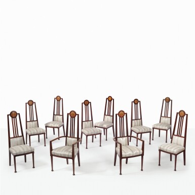View full screen - View 1 of Lot 70. GEORGE MONTAGUE ELLWOOD | SET OF TEN DINING CHAIRS.