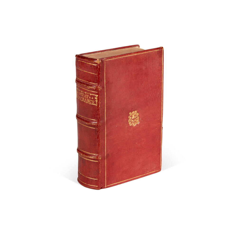 View full screen - View 1 of Lot 116. Du Haillan, De l'estat et sussez des affaires de France, Paris, 1580, French red morocco gilt for a member of the Forbin family.