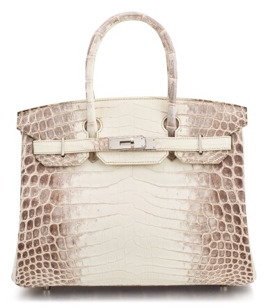 View full screen - View 1 of Lot 1246. HERMÈS | A RARE WHITE MATTE HIMALAYA NILOTICUS CROCODILE BIRKIN 30 WITH PALLADIUM HARDWARE | 愛馬仕 | 罕見霧面白色喜馬拉雅尼羅鱷魚皮30公分柏金包附鈀金配件.