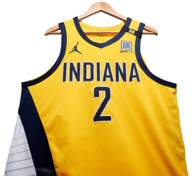View full screen - View 1 of Lot 93. Andrew Nembhard 'NBA Playoff Debut' Indiana Pacers 2024 NBA Playoffs Eastern Conference Round 1 Game Worn Statement Edition Jersey | Game 1.