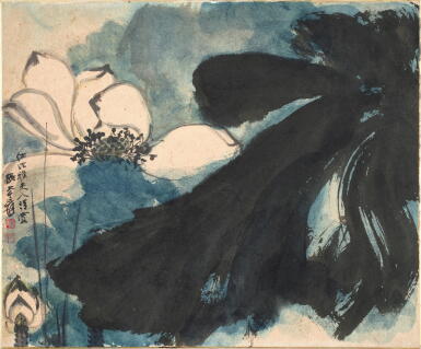View full screen - View 1 of Lot 2646. 張大千 雨塘荷影 | Chang Dai-chien (Zhang Daqian), White Lotus after Rain.